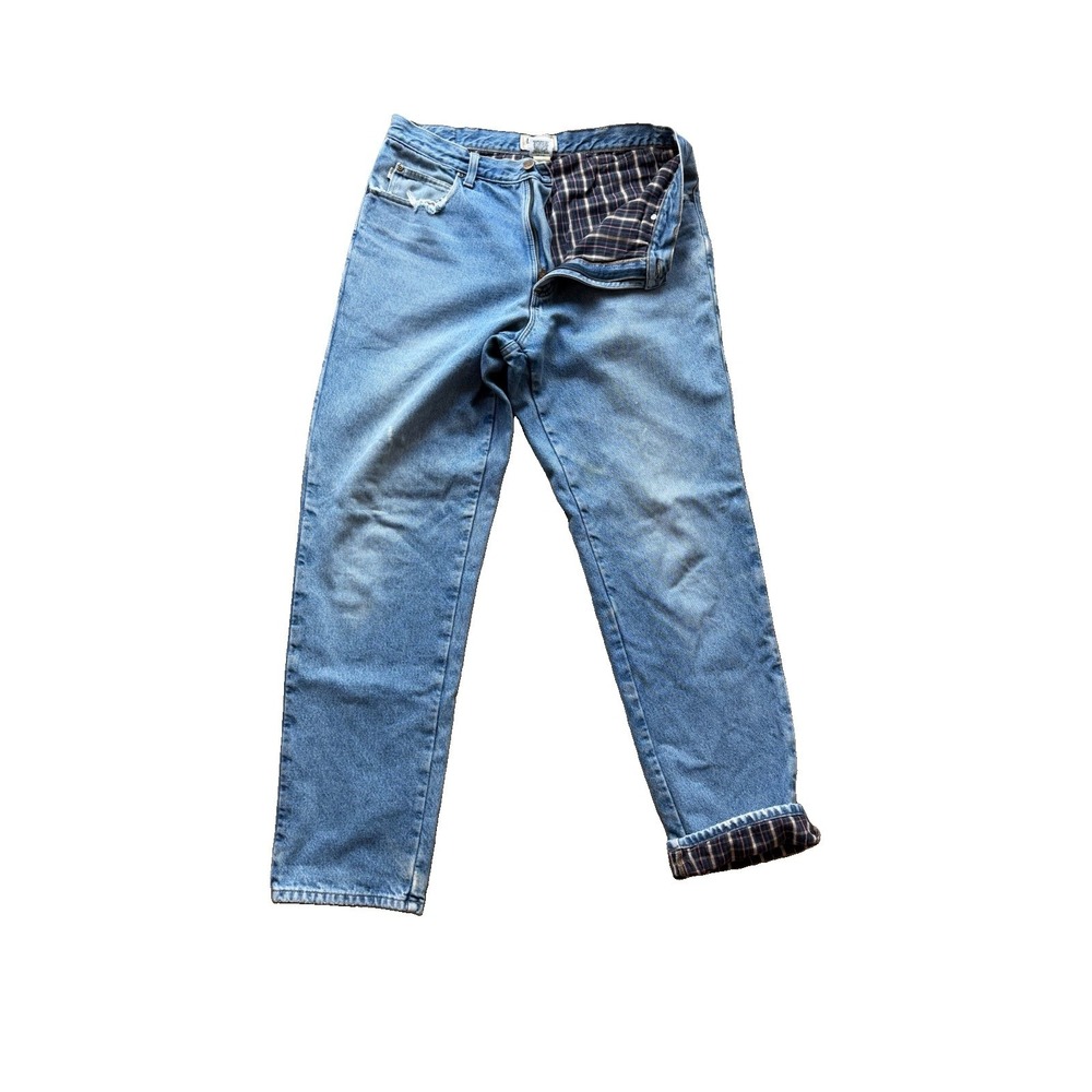 LL Bean Jeans Mens 34 Flannel Lined Natural Fit Straight Leg Cotton Denim